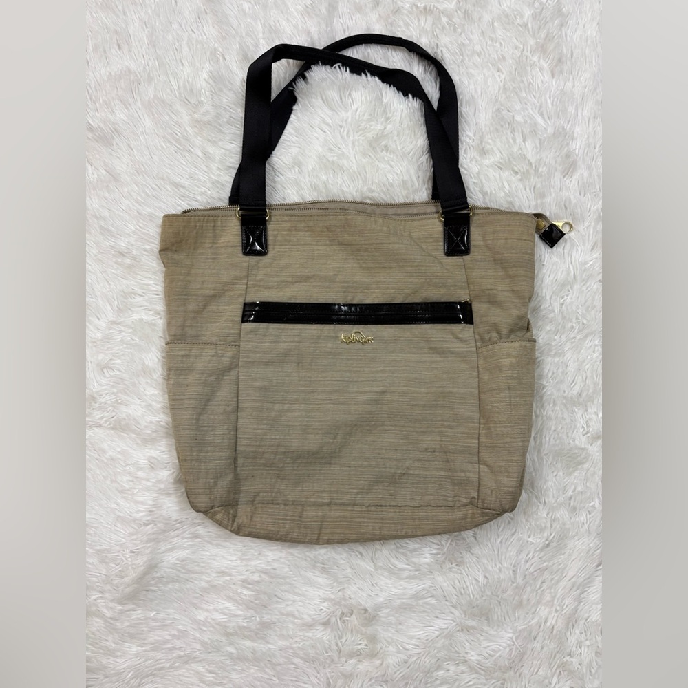 Kipling Beige Tote with Black Straps